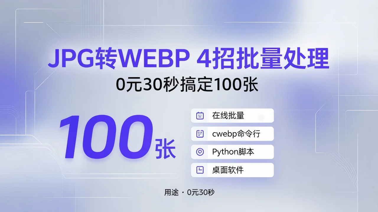 JPG转WEBP 4招批量处理 0元30秒搞定100张