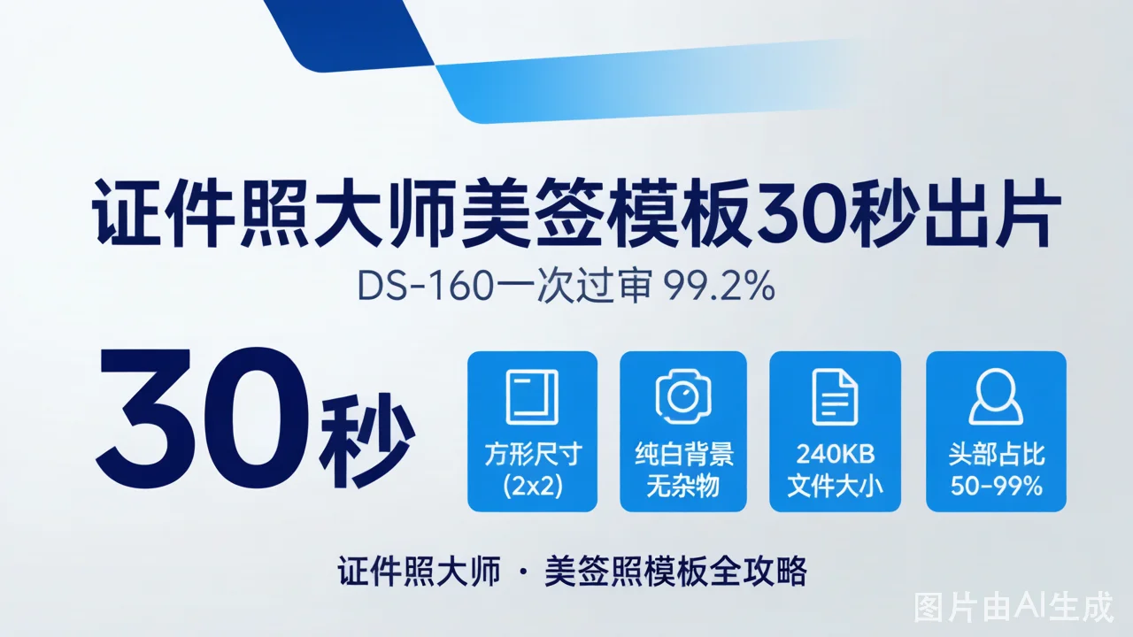 证件照大师美签模板30秒出片DS-160一次过审99.2%