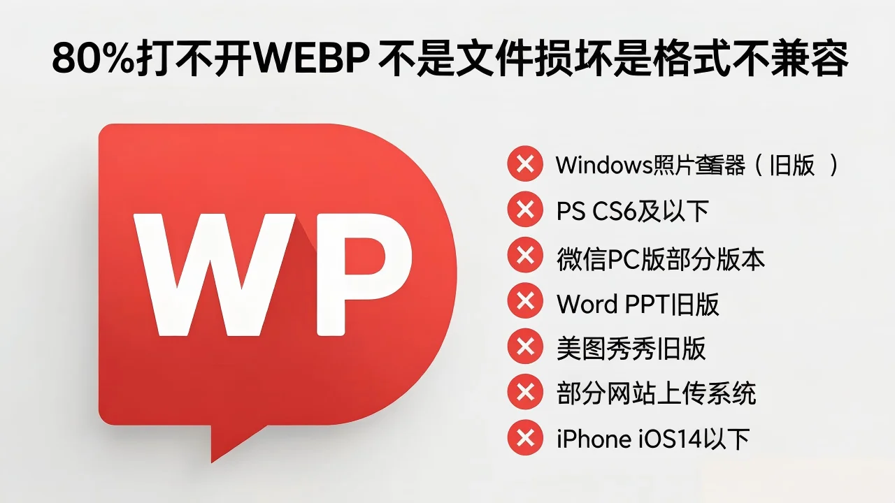 80%打不开WEBP不是文件损坏是格式不兼容